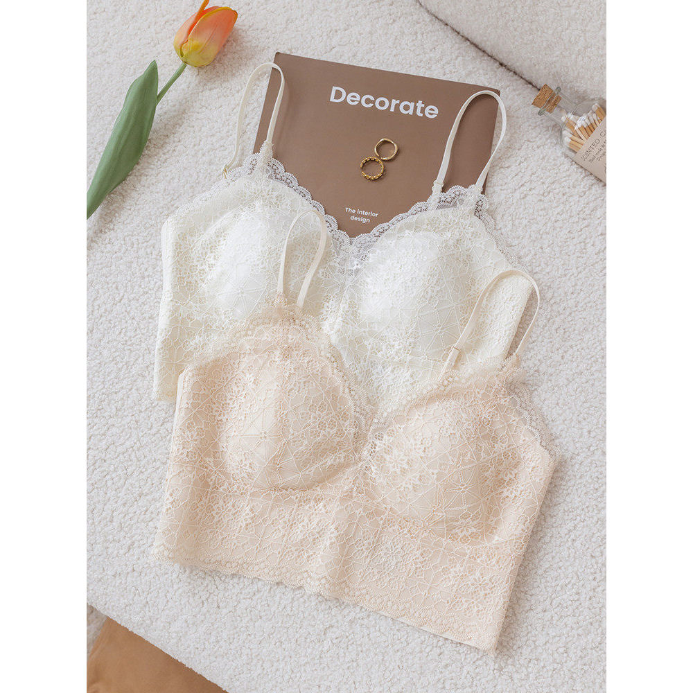 [Roupa interna de rua frita de verão] tipoia pequena de renda francesa sem sutiã colete roupa íntima fina de verão roupa