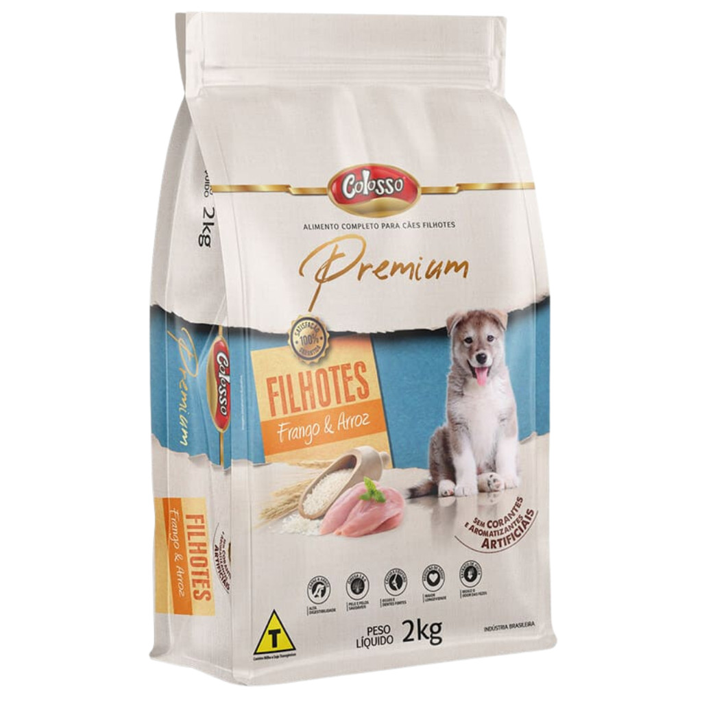 Ração Para Cachorro Filhote Caes Colosso Racao Premium Frango Arroz 2kg