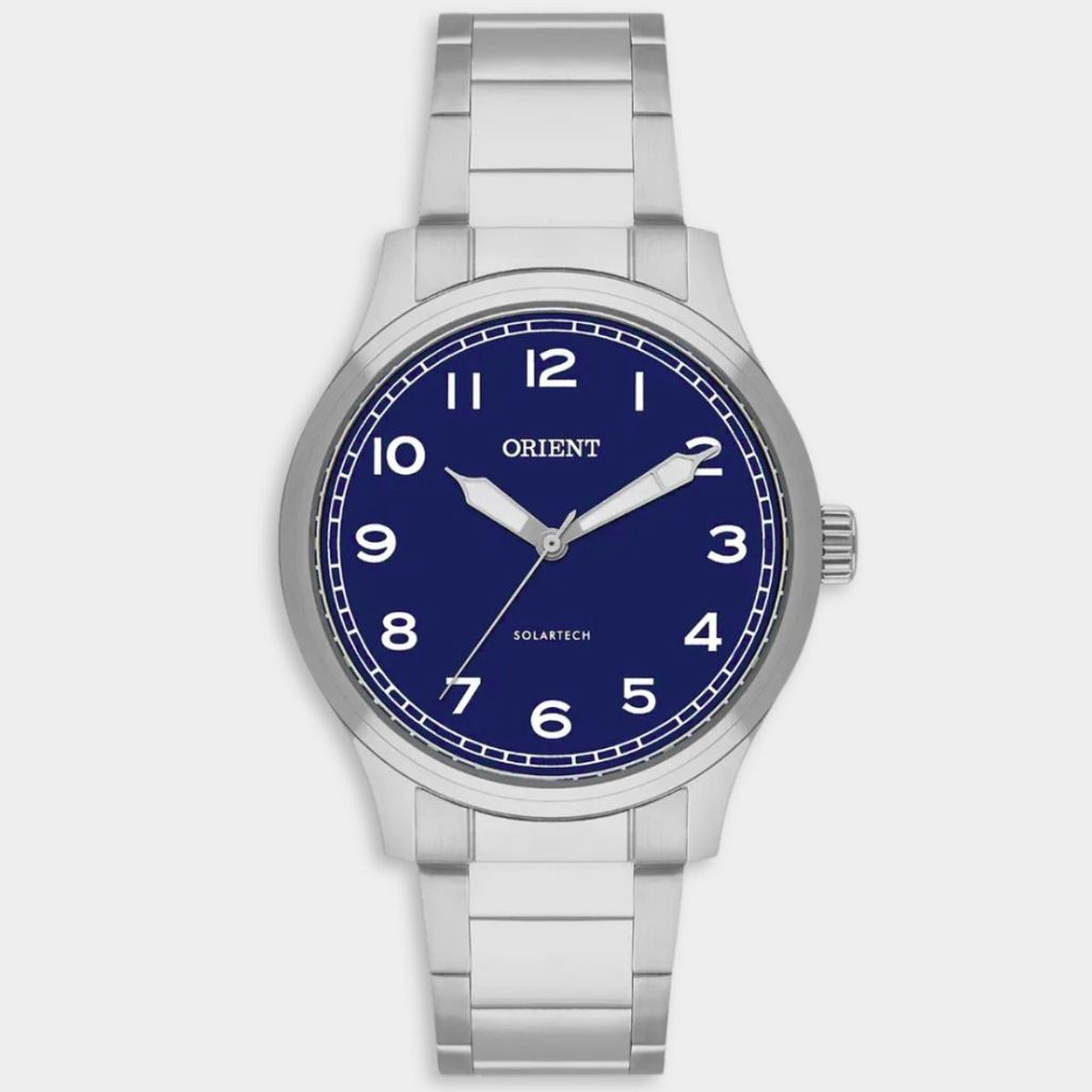 Relógio Orient Analógico Solartech Pulseira Elos Masculino - Prata e Azul