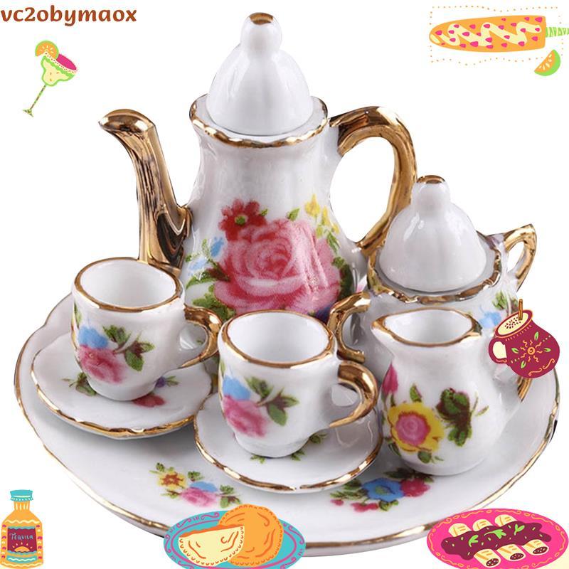 1 : 12 Conjunto De Xícara De Chá De Porcelana Em Miniatura , Talheres De Cerâmica , Bule , Cozinha , Casa De Bonecas , D