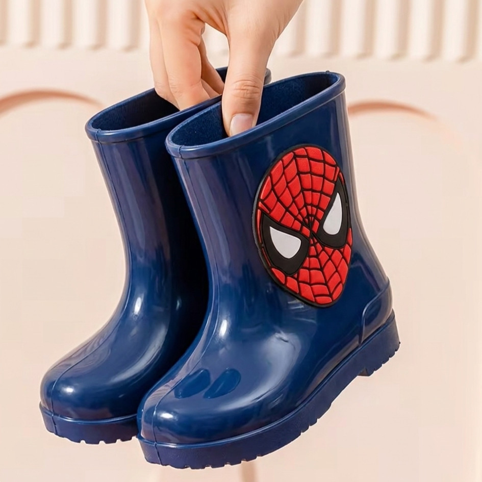 Bota De Chuva Galocha Infantil Masculino Menino Cano Médio Homem Aranha Impermeável