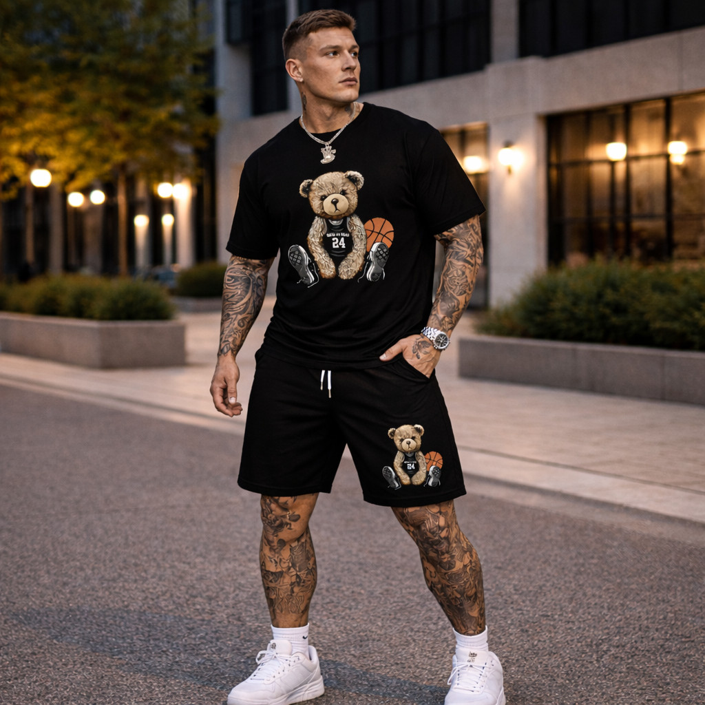 Conjunto Camiseta + Shorts Mauricinho Masculino URSO BASQUETE Lançamento Alta Qualidade Exclusivo Linha Premium Minimal