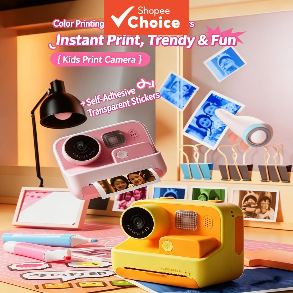 Câmera Instantânea Infantil 26MP Externa HD Digital com Luz de Preenchimento para Selfie, Lente Dupla Frontal e