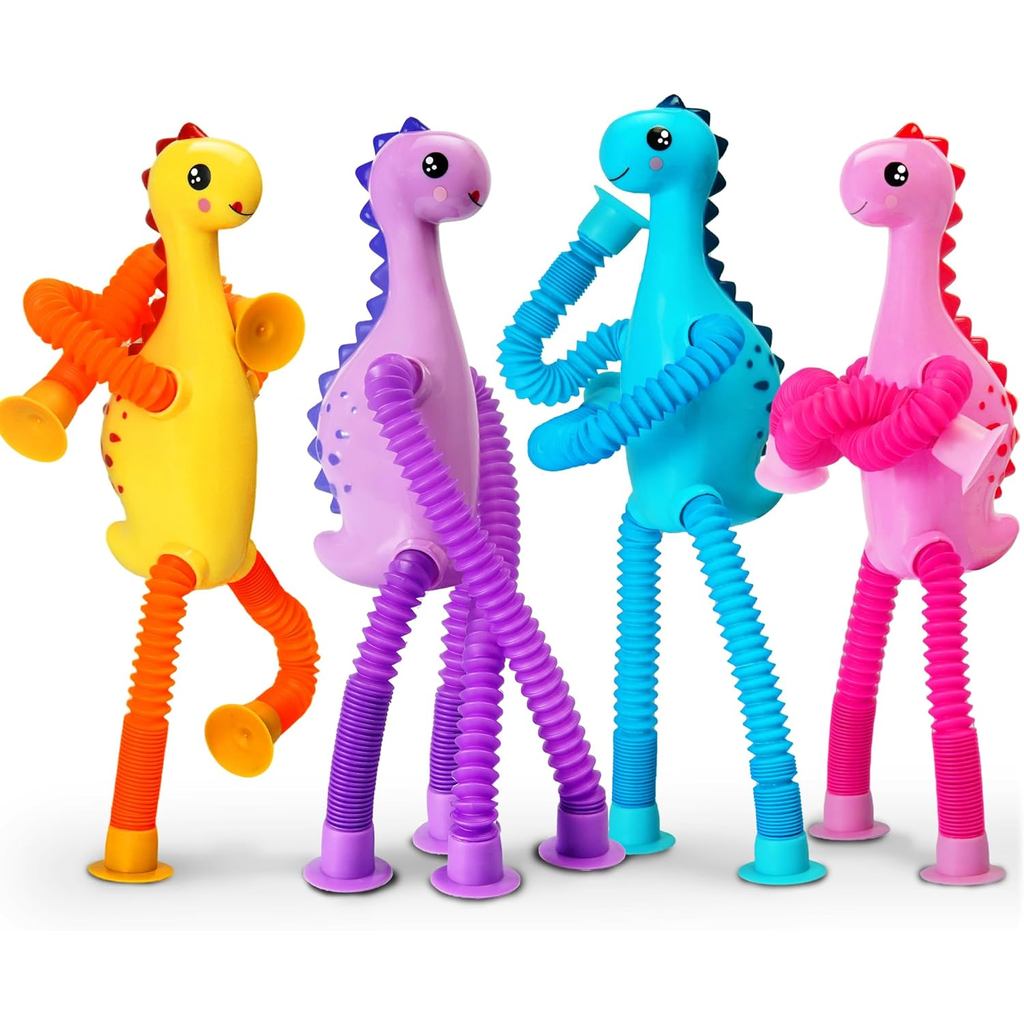 4 Peças de Brinquedos de Dinossauro para Viagem de Avião e Carro para Crianças Pequenas, Meninos e Meninas, Brinquedos S