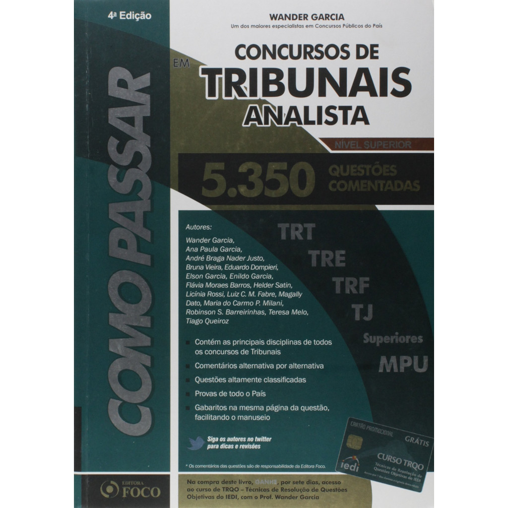Como Passar em Concursos de Tribunais Analista: 5.350 Questões Comentadas