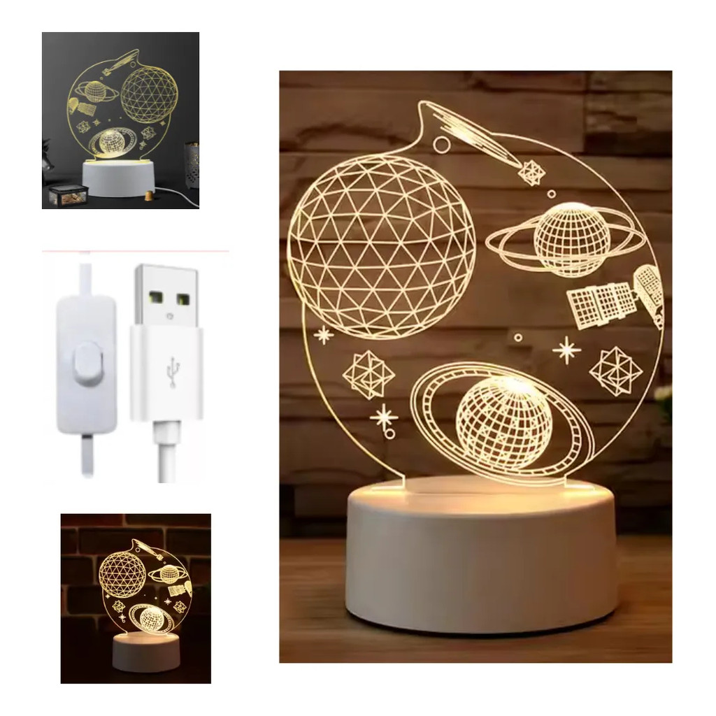 Luminária De Mesa Abajur 3D Iluminação Carregamento Via USB Para Presente Decoração De Quarto KL1520
