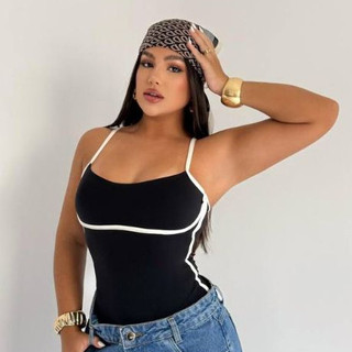 Body Maiô Ely Alças Cavado Feminino Sem Bojo Sustentação Alcinha