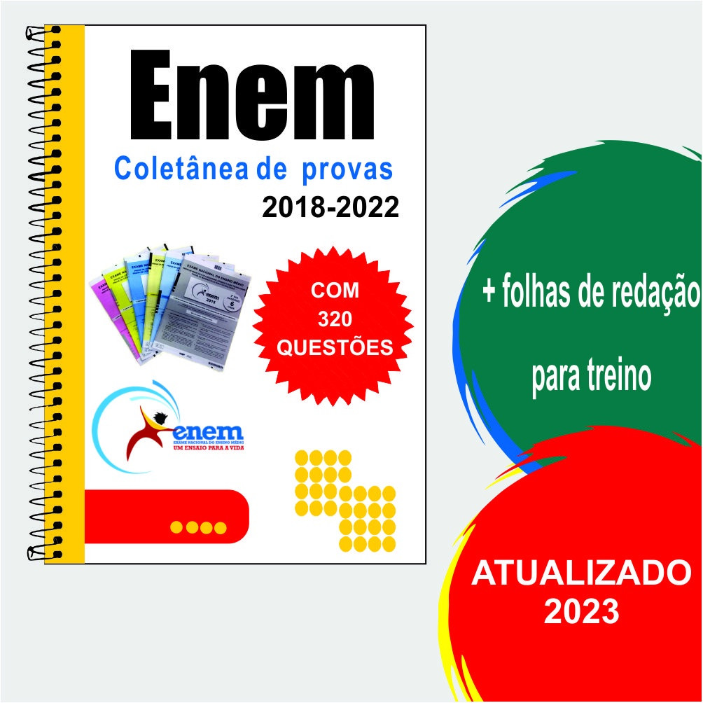 Enem 2023 - Apostila com provas anteriores questões - 2018 A 2022 - 5 PROVAS + GABARITOS!