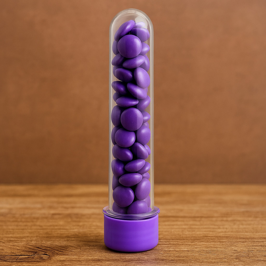 10~50 TUBETE ACRÍLICO LEMBRANCINHAS 13CM COM TAMPA LILÁS