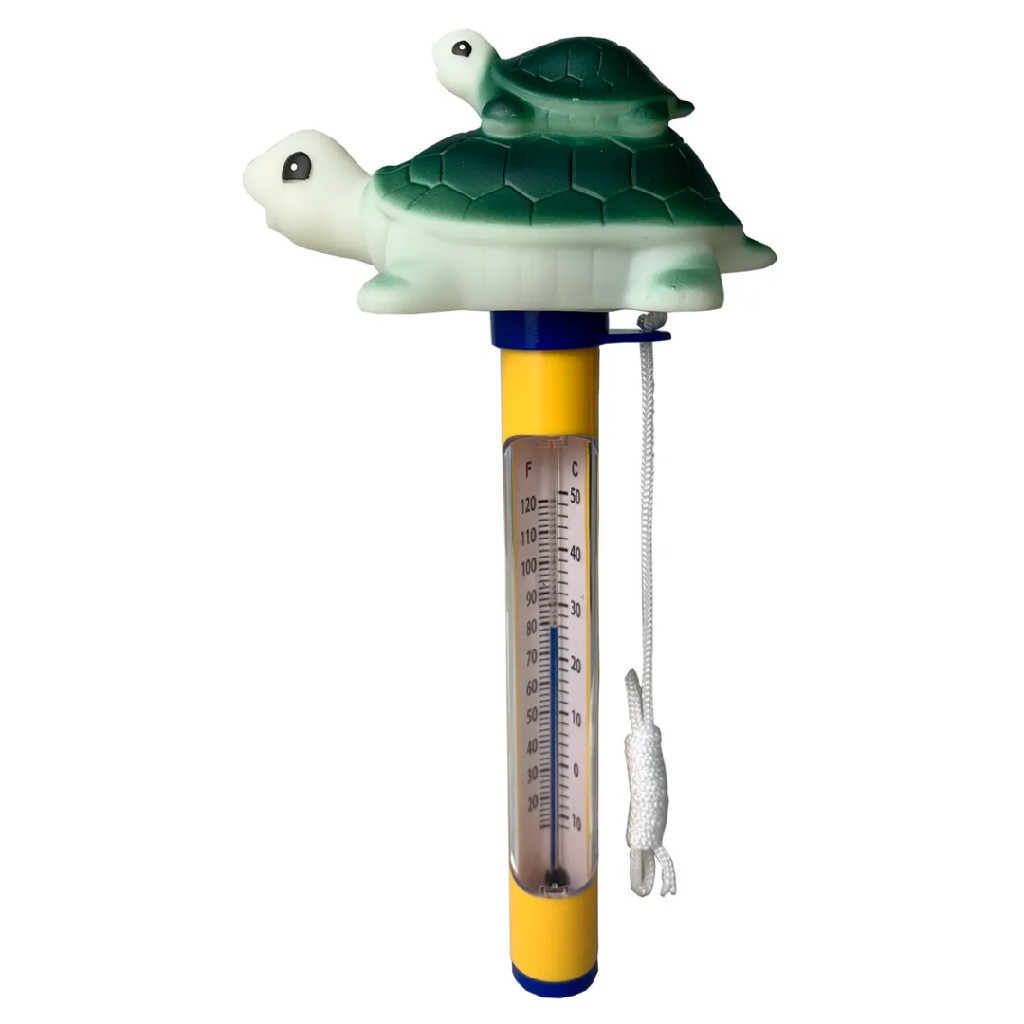 Termômetro de Piscina Poltec Tartaruga Flutuante Infantil Resistente para Medir Temperatura da Água