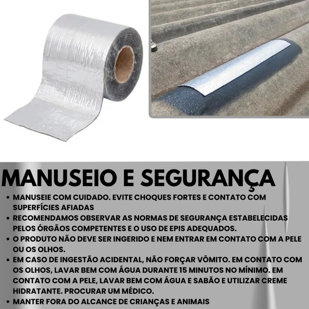 KIT 5 Fita Asfáltica Autoadesiva Dryko VedaTudo 60cmX10M Solução Impermeável Durável Telhados Calhas — imagem 2 de 2