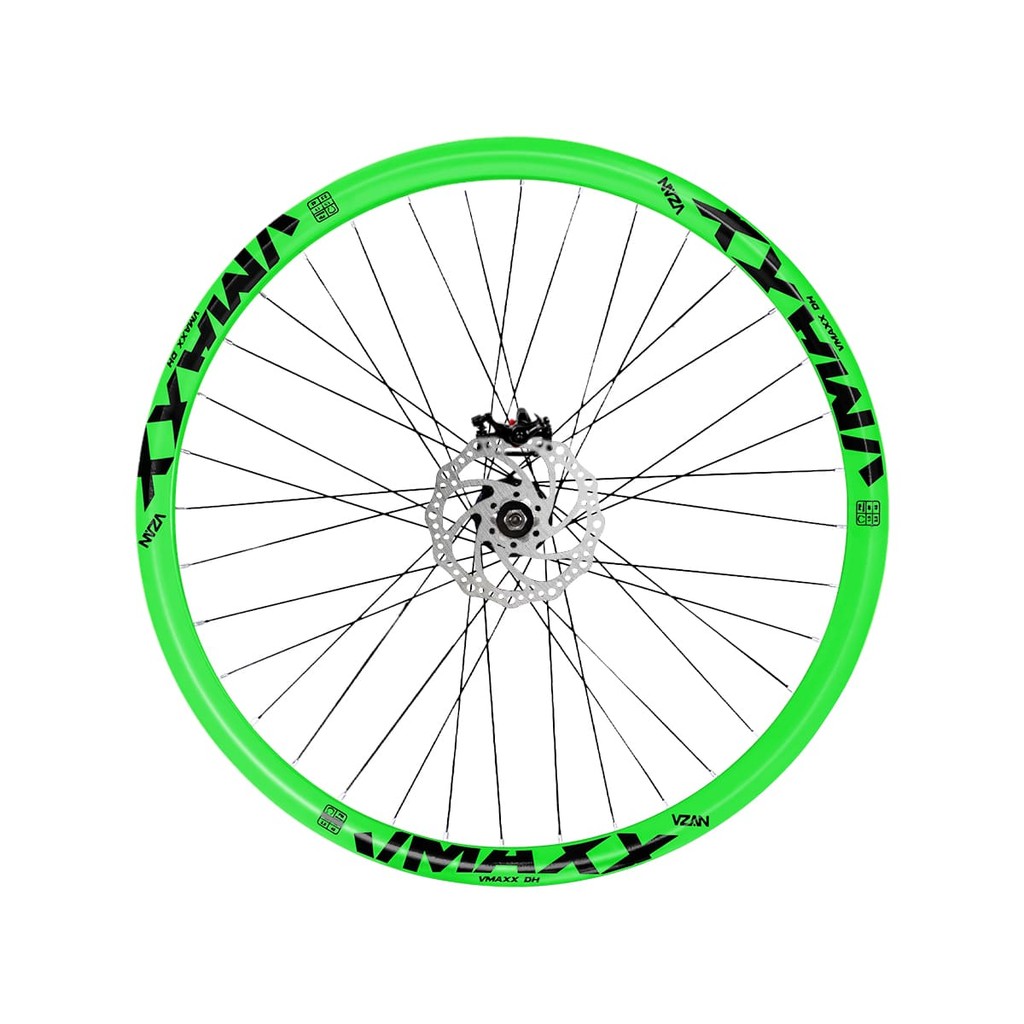 Roda Dianteira Aro 26 Vzan Vmaxx Neon Para Freio a Disco Cubo Rosca e Freio a Disco Cor:Verde Neon