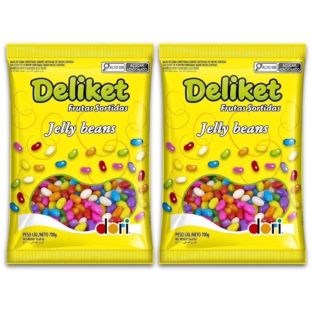 Kit 2un Pacote Jelly Beans 700G Dori Deliket Frutas Sortidas em Oferta na Shopee