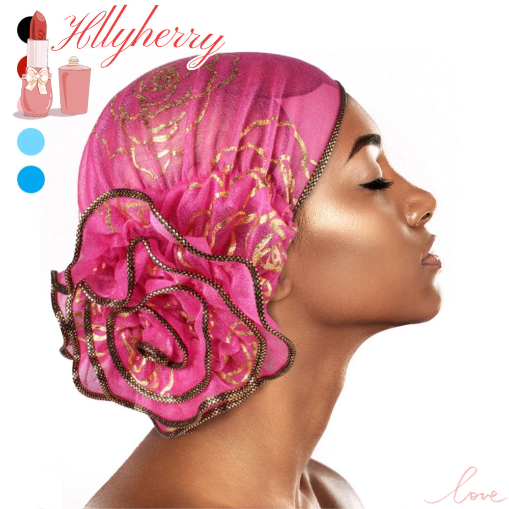 Bonés De Turbante HLLYHERRY , Chapéu Feminino Respirável Com Flor Bronzeada , Gorros De Cabelo Casuais Leves