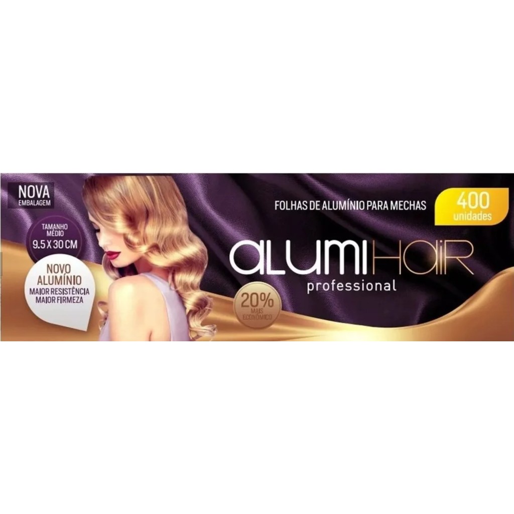 Papel Alumínio Para Mechas Cabelo 9,5x30cm 400 Folhas Alumihair Profissional