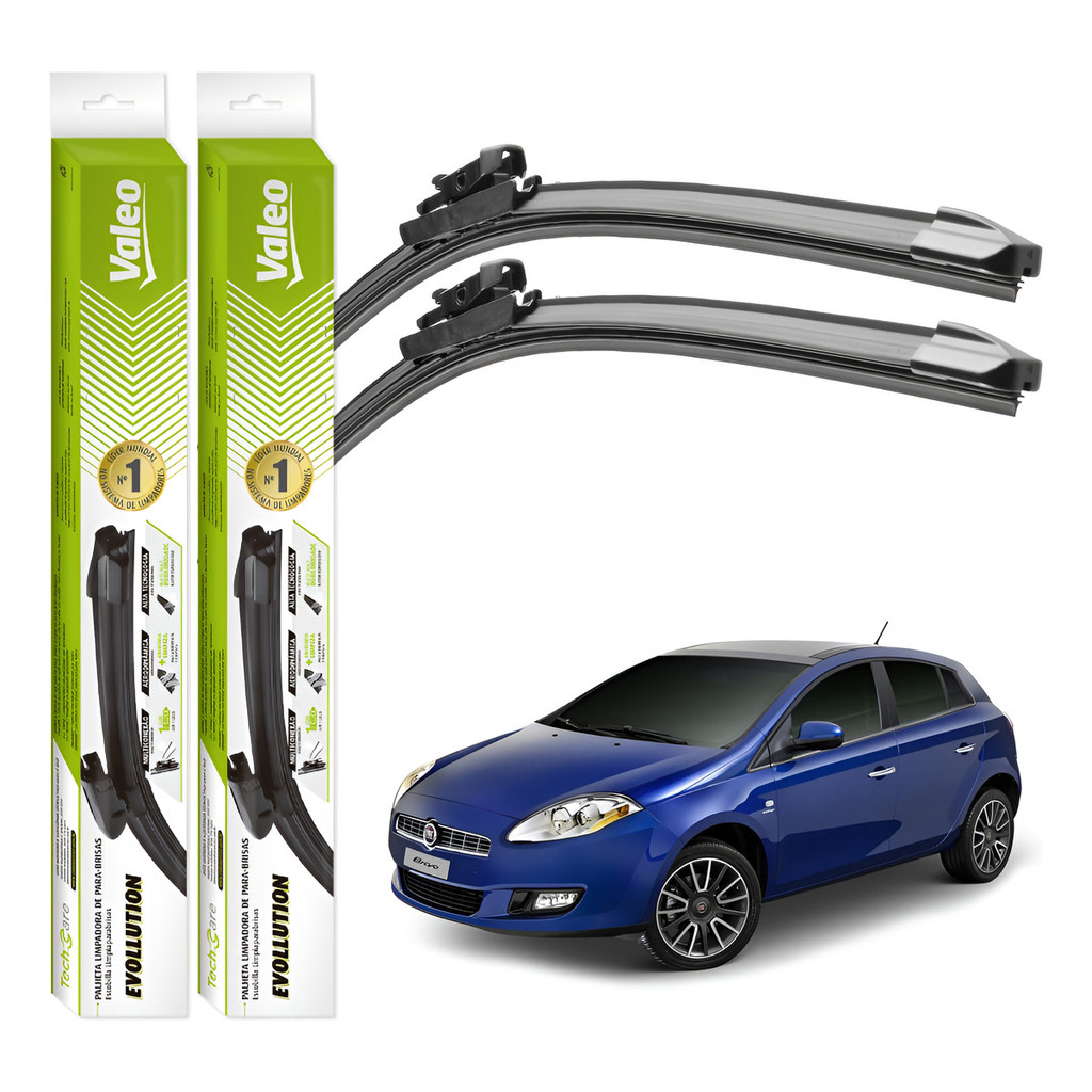 Par Palhetas Limpador Parabrisa Valeo Fiat Bravo 2010 A 2016