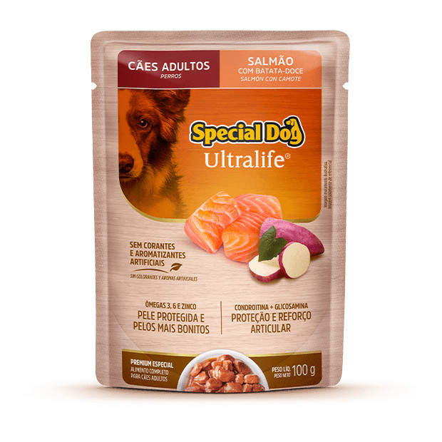 Ração úmida para cães adultos porte pequeno Special Dog Ultra life salmão com batata doce 100g