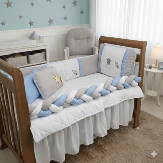 Kit Berço Americano 10 peças trança Meninos Astronauta em Oferta na Shopee