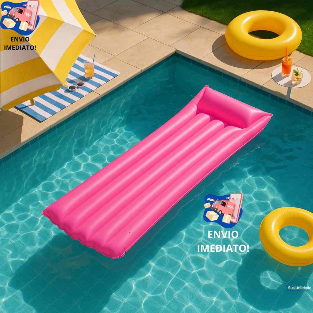 Colchão Rosa Azul Verde Inflável  Piscina Praia Adulto Liso Confortável Durável Ideal para Bronzeador de Sol Lazer Verão