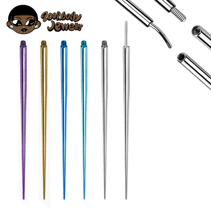 10 Peça De Titânio Implante Piercing Empurrando Punção Agulha Guia Ferramentas Para Nariz Lábio Sobrancelha Umbigo Anéis