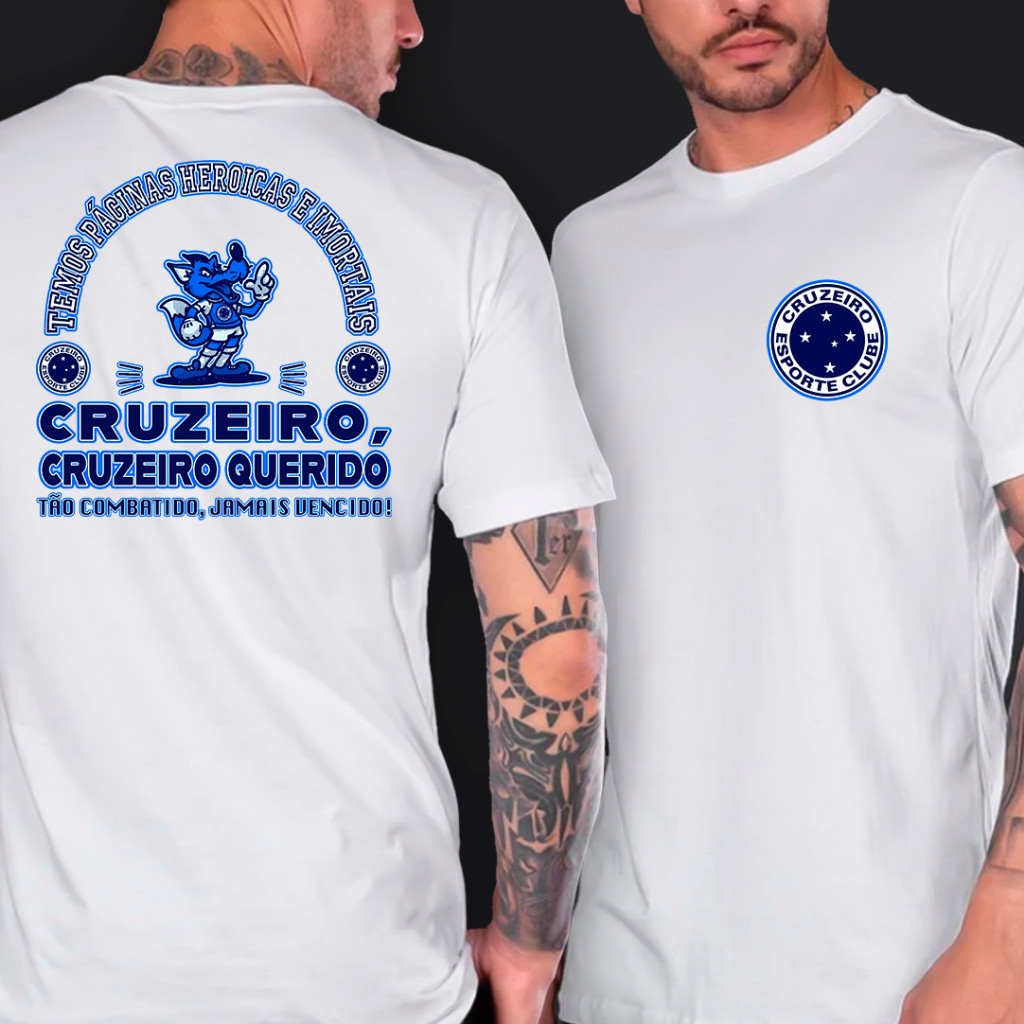 Camiseta Cruzeiro Torcedor 100% algodão casual futebol frente e costas ou só frente