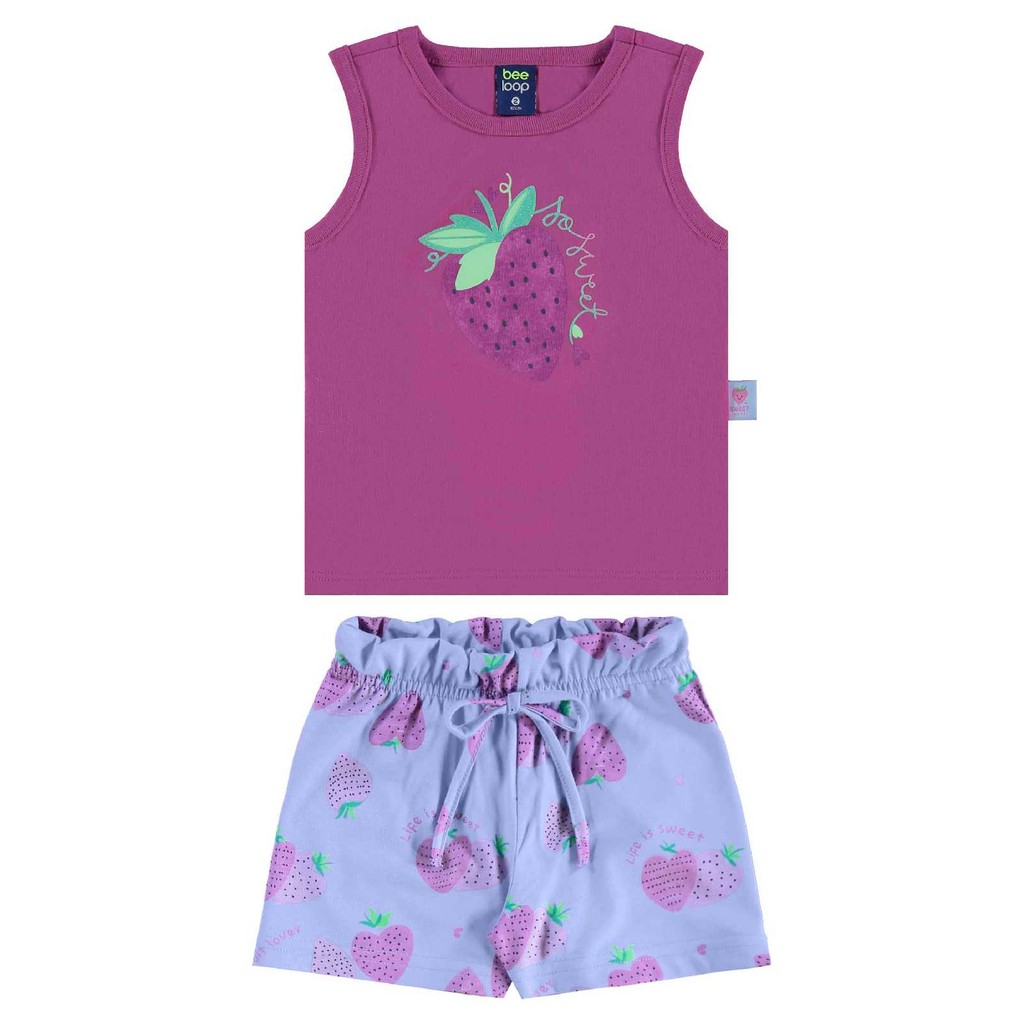 Conjunto Morangos para Menina Bee Loop em Oferta na Shopee
