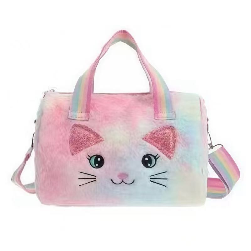 Bolsa Infantil de Pelúcia Feminina Gatinho Rosa e Colorida com Alça Ombro Meninas em Oferta na Shopee