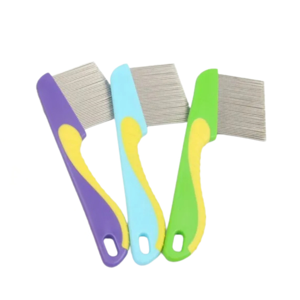 Kit 3 Pente Fino Com Cabo Aço Inox Tira Piolho Lêndeas Crianças Navy