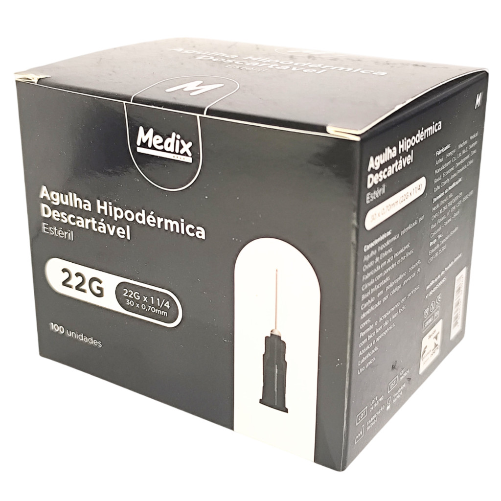 Agulha HiPodérmica Descartável 30x0,70mm Medix Cx C/100 Unid