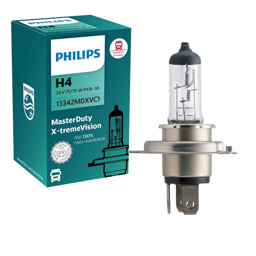LÂMPADA PHILIPS X-TREME VISION 130%+ VISIBILIDADE H4 24V CAMINHÃO ÔNIBUS 70W/75W UNITÁRIA em Oferta na Shopee