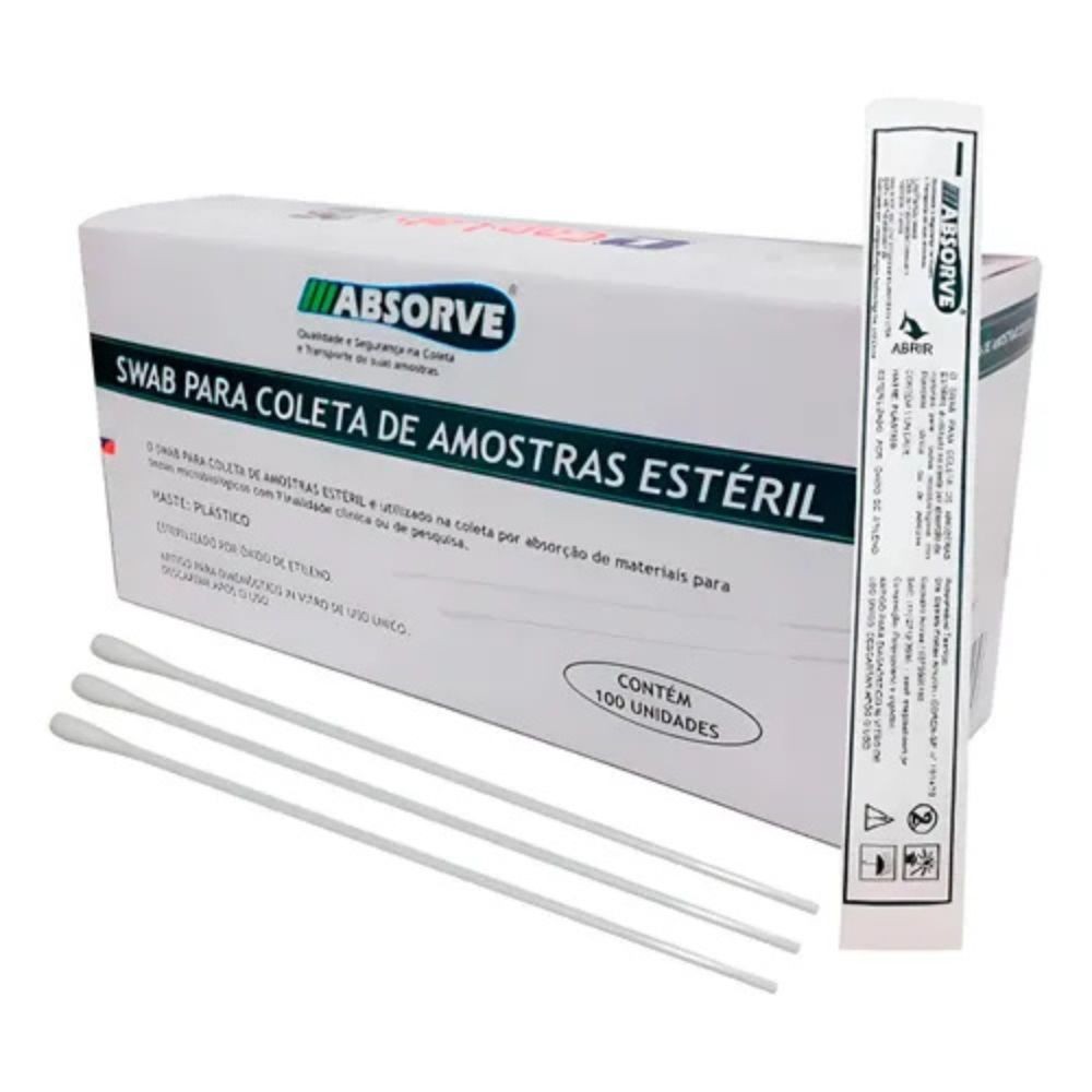 Swab Para Coleta de Amostras Haste Plastica Estéril C/100 unidades Cral