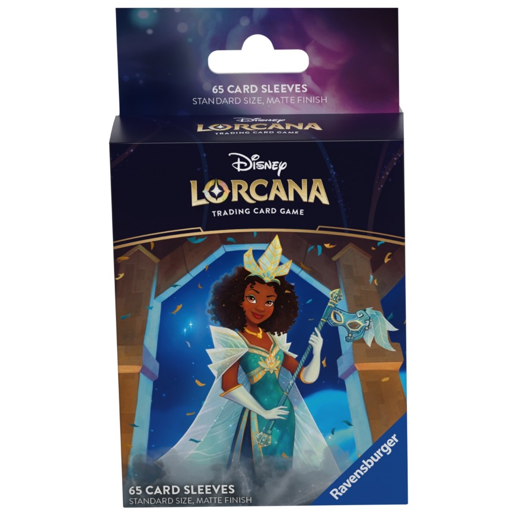 SLEEVE TIANA DISNEY LORCANA 63x88mm ACESSÓRIO 65 UNIDADES PROTETOR CARTAS TCG PRINCESA SAPO SET 5 em Oferta na Shopee