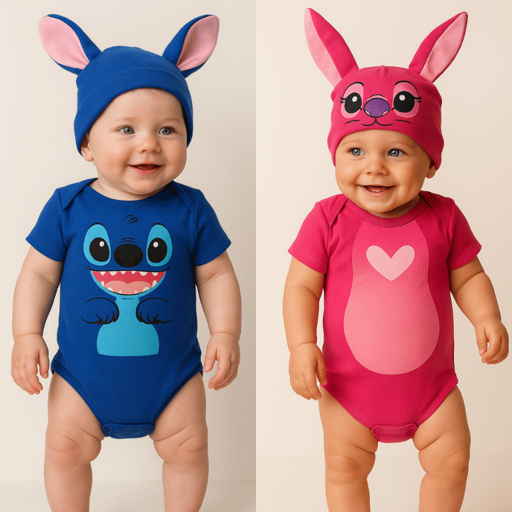 kit bebê bodie roupa infantil menina e menino|  saida materninade e touca stitch
