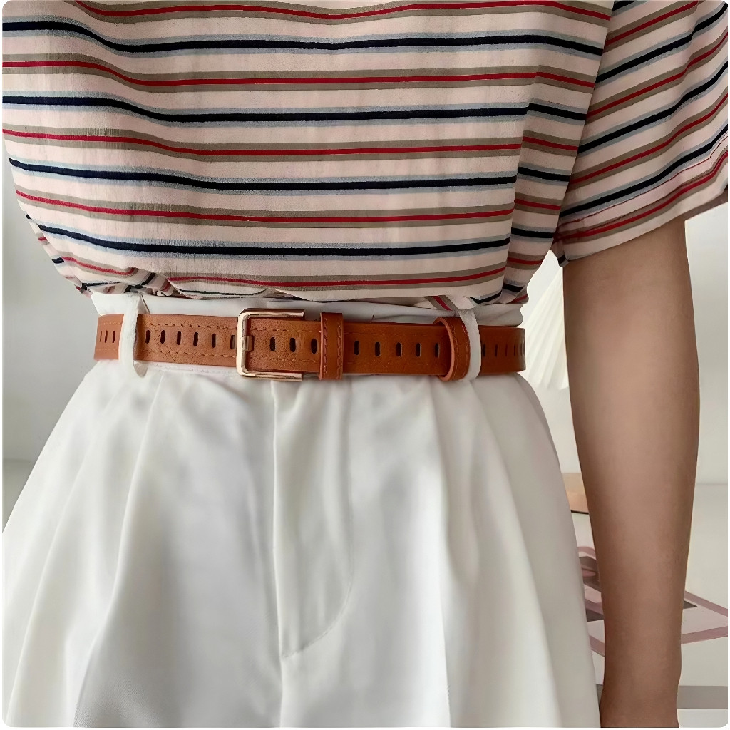 Cinto popular coreano com furos no corpointeiro,cinto simples e versátil com furos em Oferta na Shopee