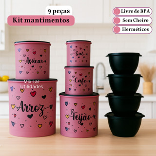 Kit potes de mantimentos com 5 peças + 4 potes redondos organizador de cozinha em Oferta na Shopee