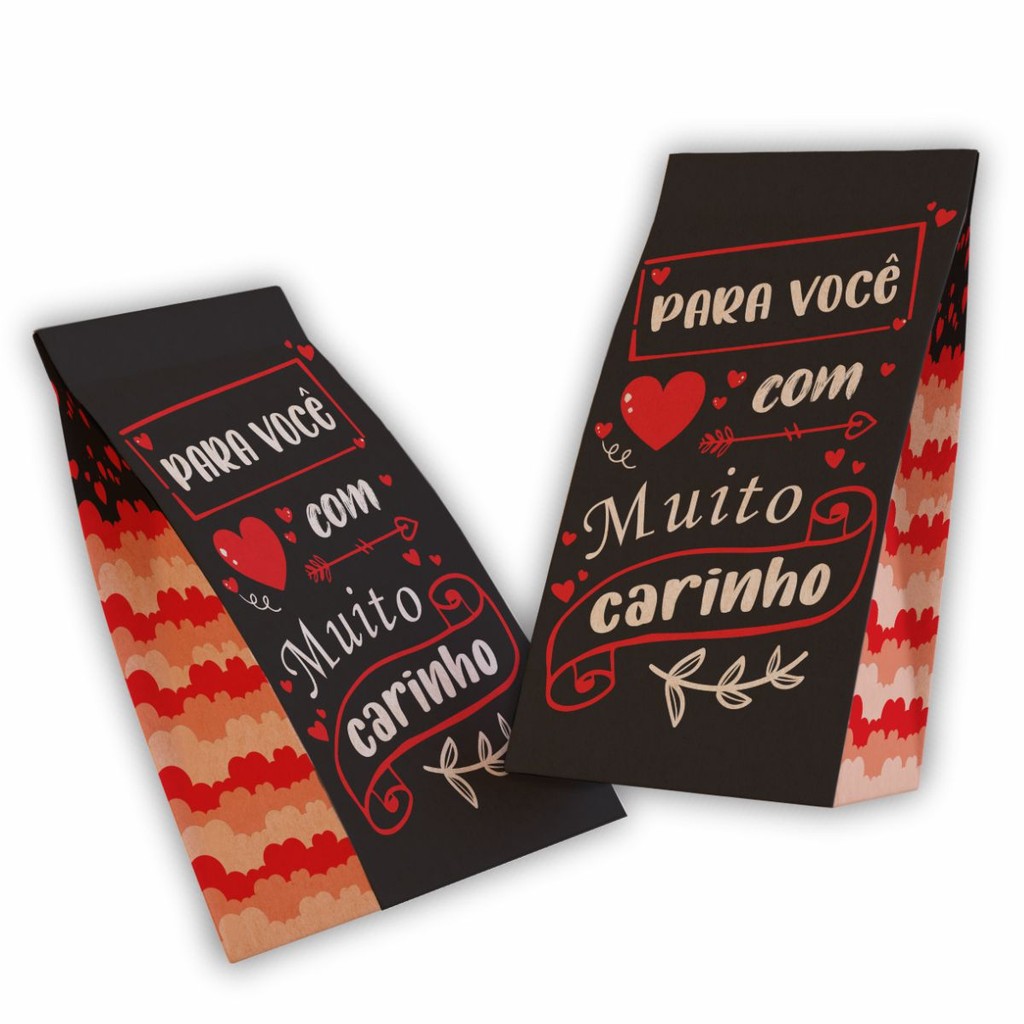 Saco Kraft MINI 12x8x23 Com Muito Carinho (MC) (Escolha a Quantidade)