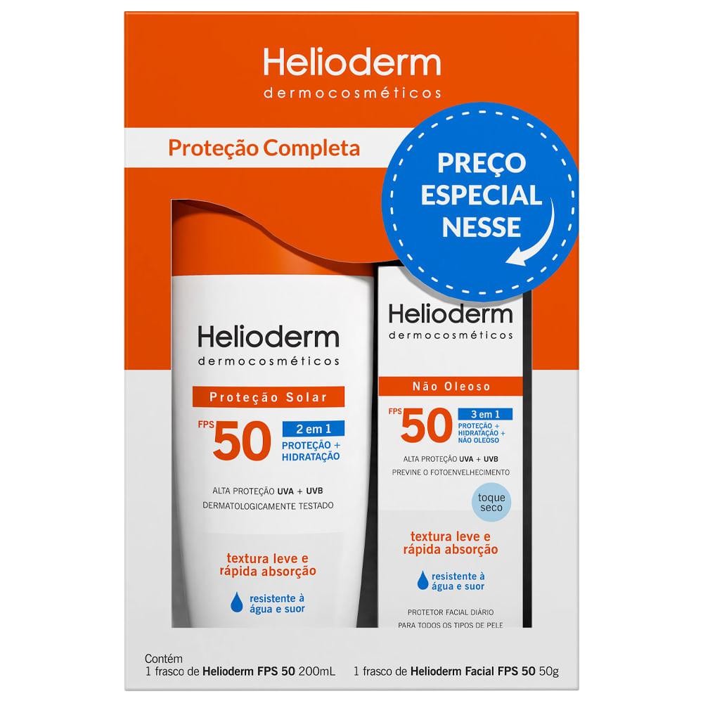 Protetor Solar Helioderm Facial Fps50 50g + Corpo Fps50 200ml