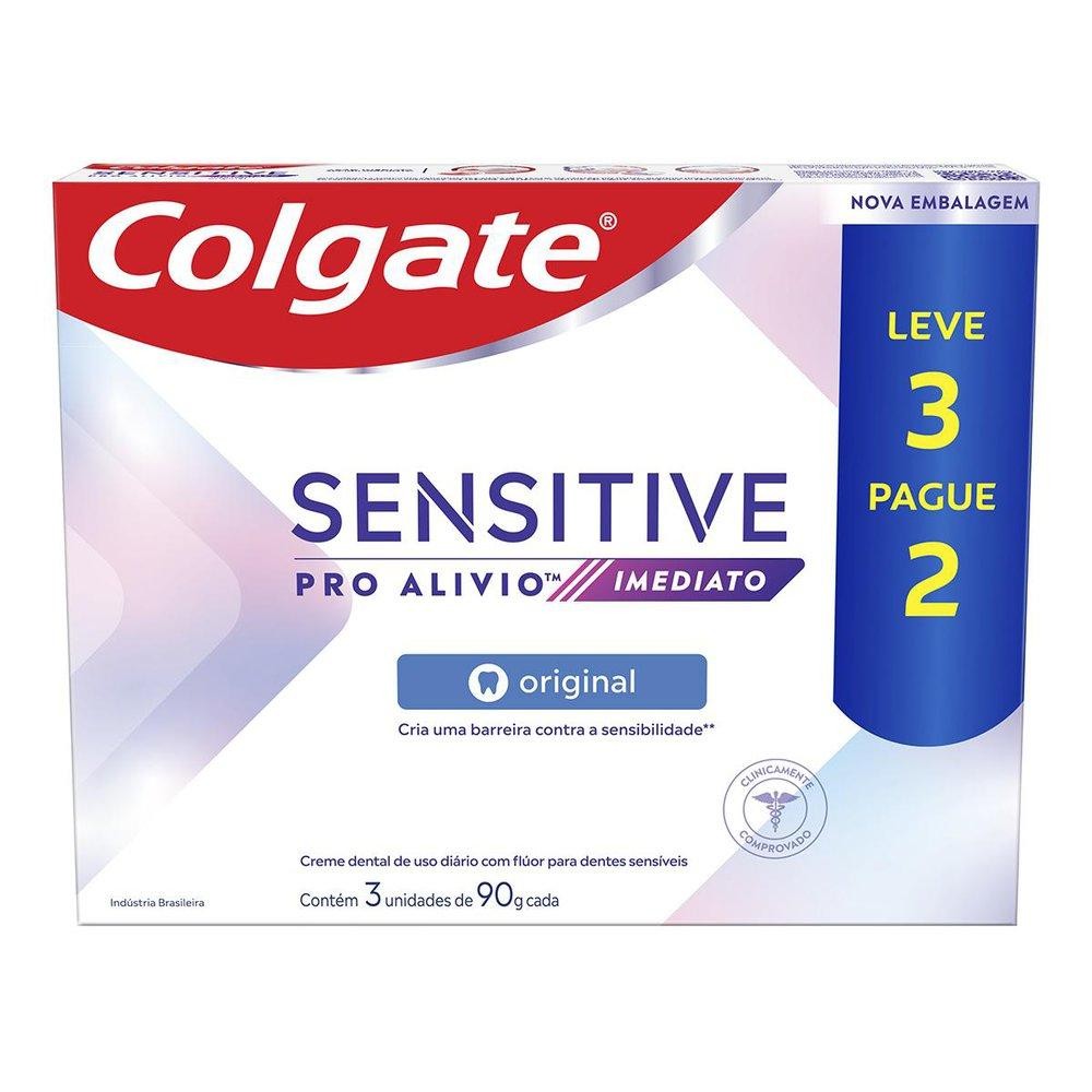 Creme Dental Colgate Sensitive Pro Alivio Imediato Original 90g 3Un em Oferta na Shopee