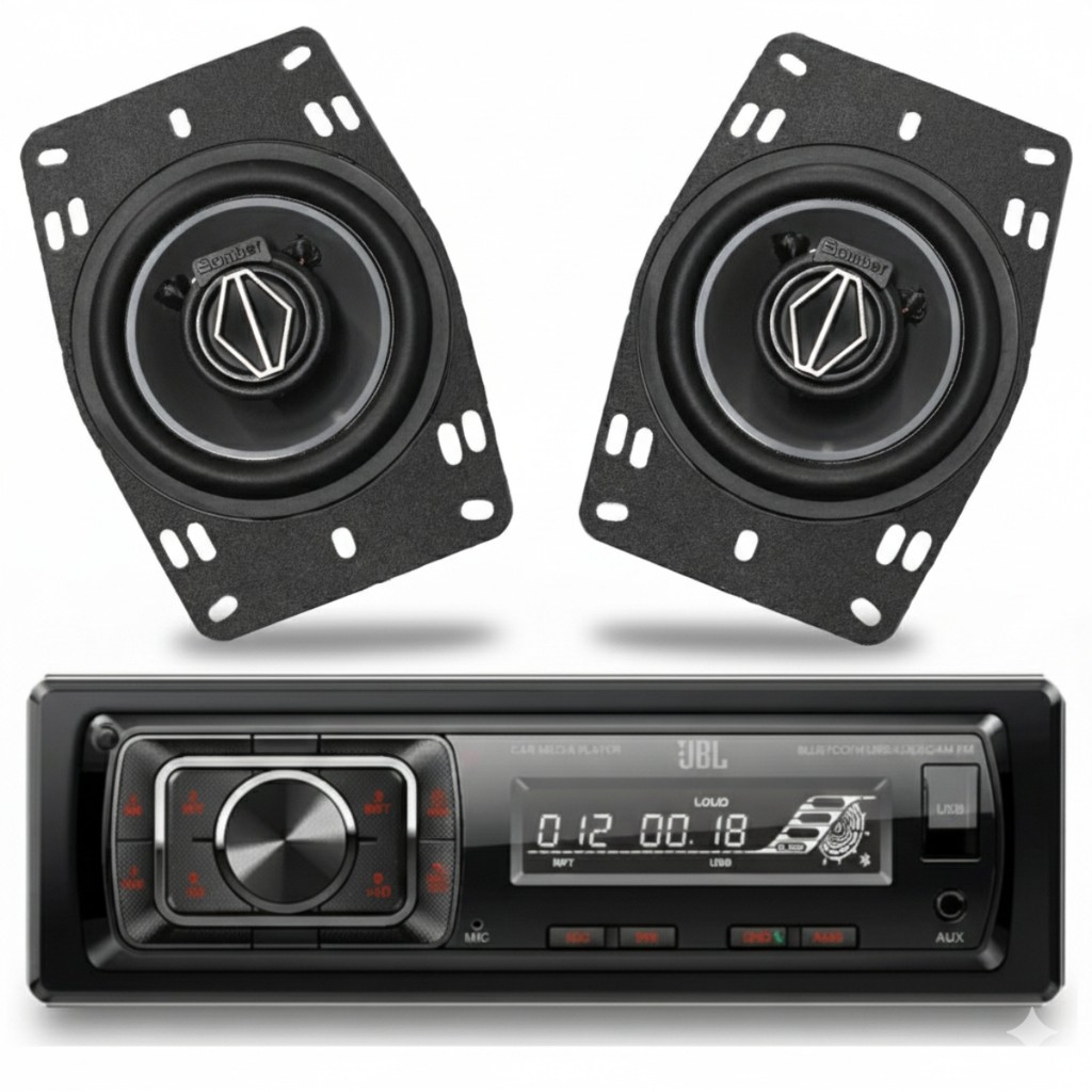 Kit Rádio JBL Celebrity 150 BT USB FM Auxiliar + Par Alto Falante 4 pol Bomber BBR Triaxial 120W