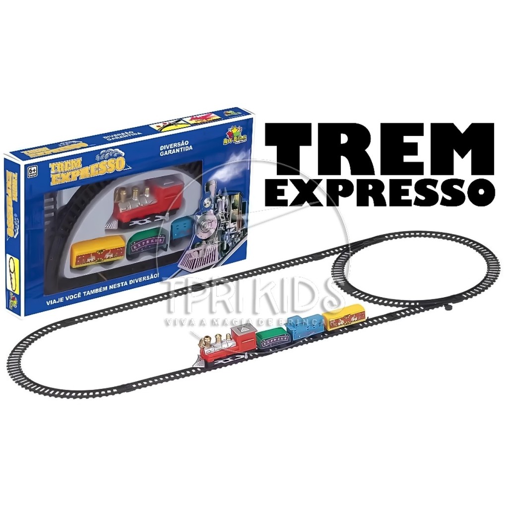 Trem Brinquedo Maria Fumaça Expresso Trilhos Trenzinho Infantil Pista Locomotiva Criança Ferrorama