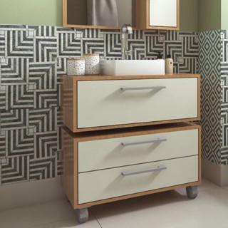 Gabinete Suspenso para Banheiro 80cm 1 Basculante e Balcão 2 Gavetas Alice Mel/Arenas em Oferta na Shopee