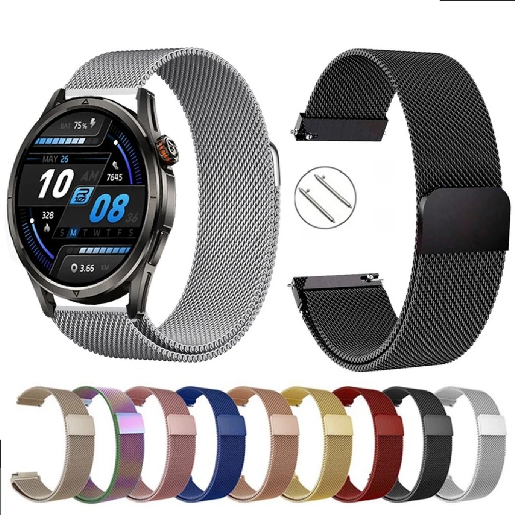 Pulseira 22mm Milanesa Aço Inox p/ Kospet Magic R10 – Engate Rápido