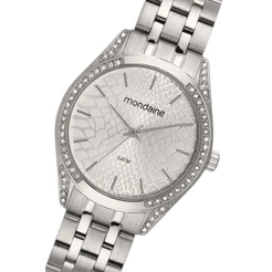 Relógio Mondaine Feminino Prata Original Aço Inox com Cristais Analógico à Prova d'Água 32802L0MVNE2
