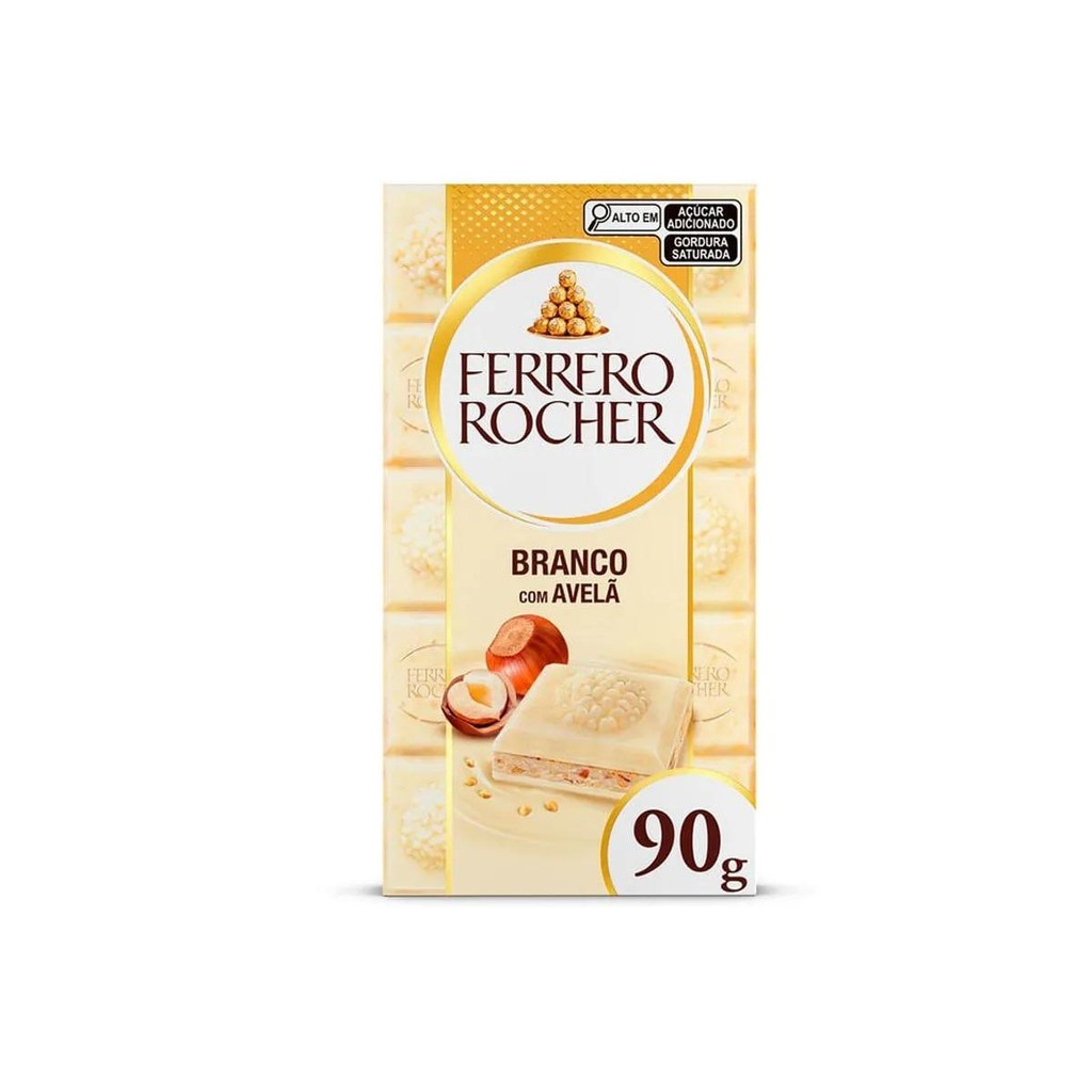 Chocolate Ferrero Rocher Tablete Branco com Avelã 90g em Oferta na Shopee