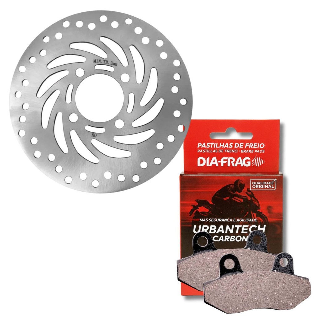 Disco de Freio Traseiro P/ Shineray Shi 175 Carburada + Pastilhas Diafrag em Oferta na Shopee