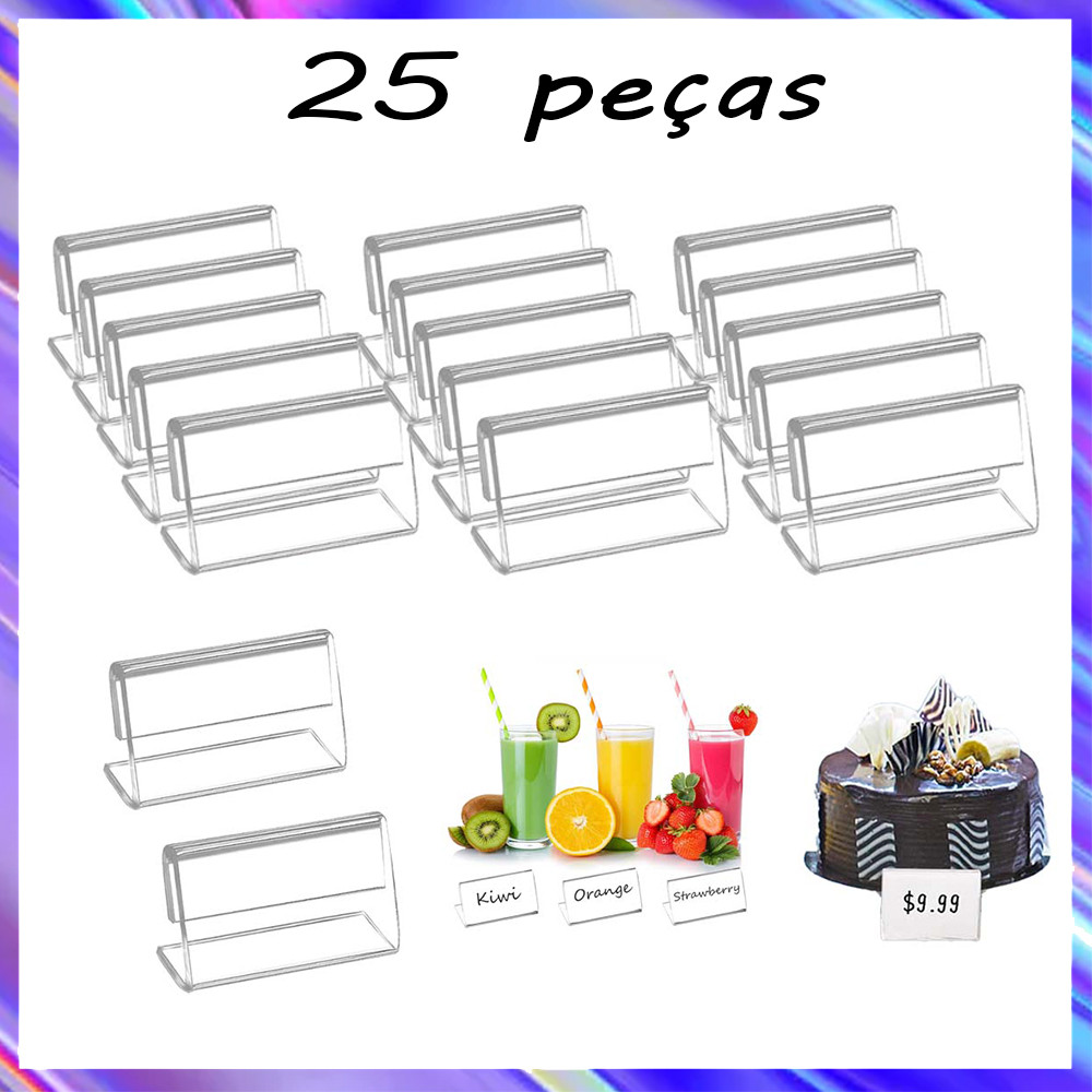 25 pçs Suporte de placa de acrílico de 4 x 6,5 cm, moldura de transparente, Displays L Expositor para loja, restaurante