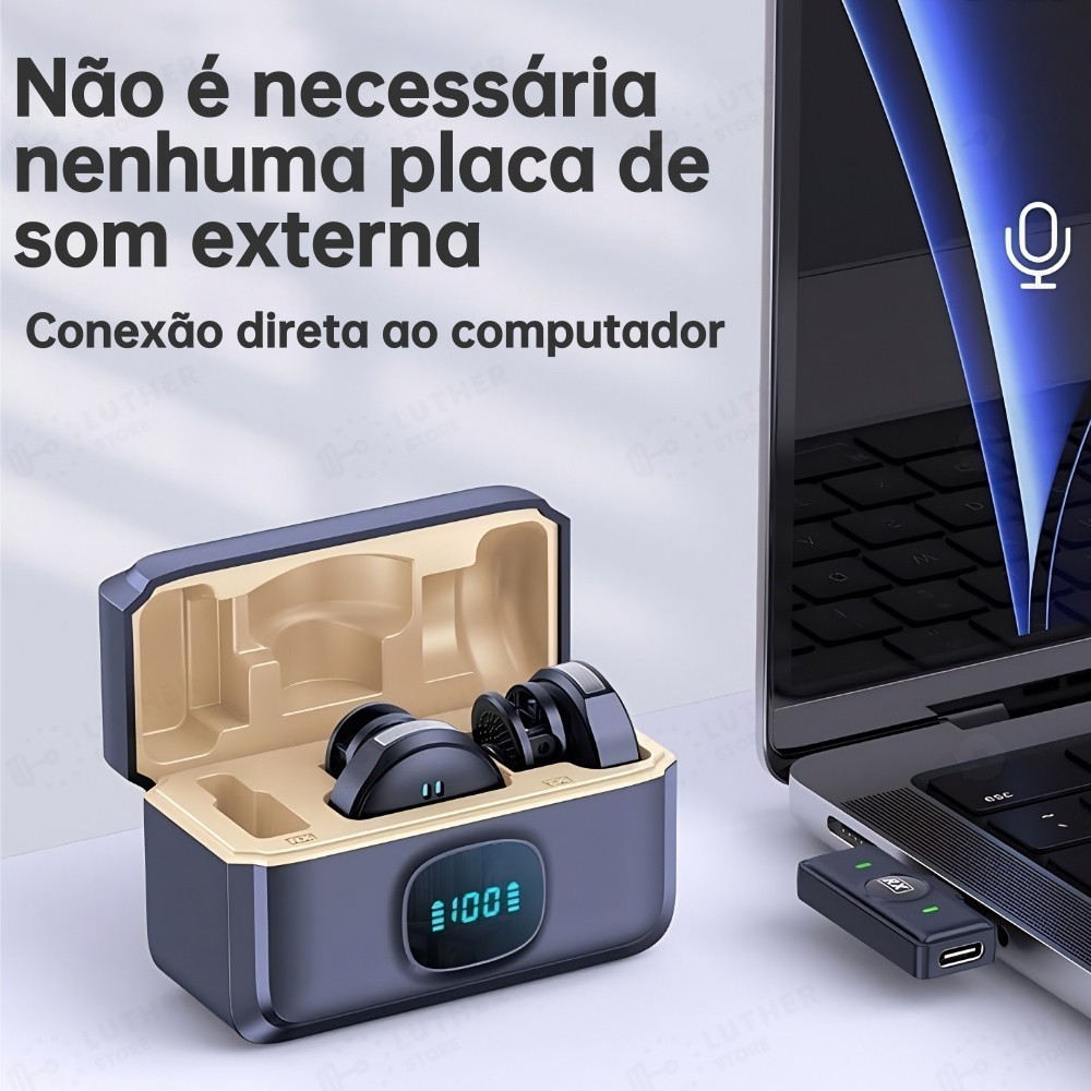Microfone De Lapela Sem Fio Para iPhone/Android Type-c C/ Cancelamento De Ruído P/ Gravação de vídeo/TikTok/Vlog