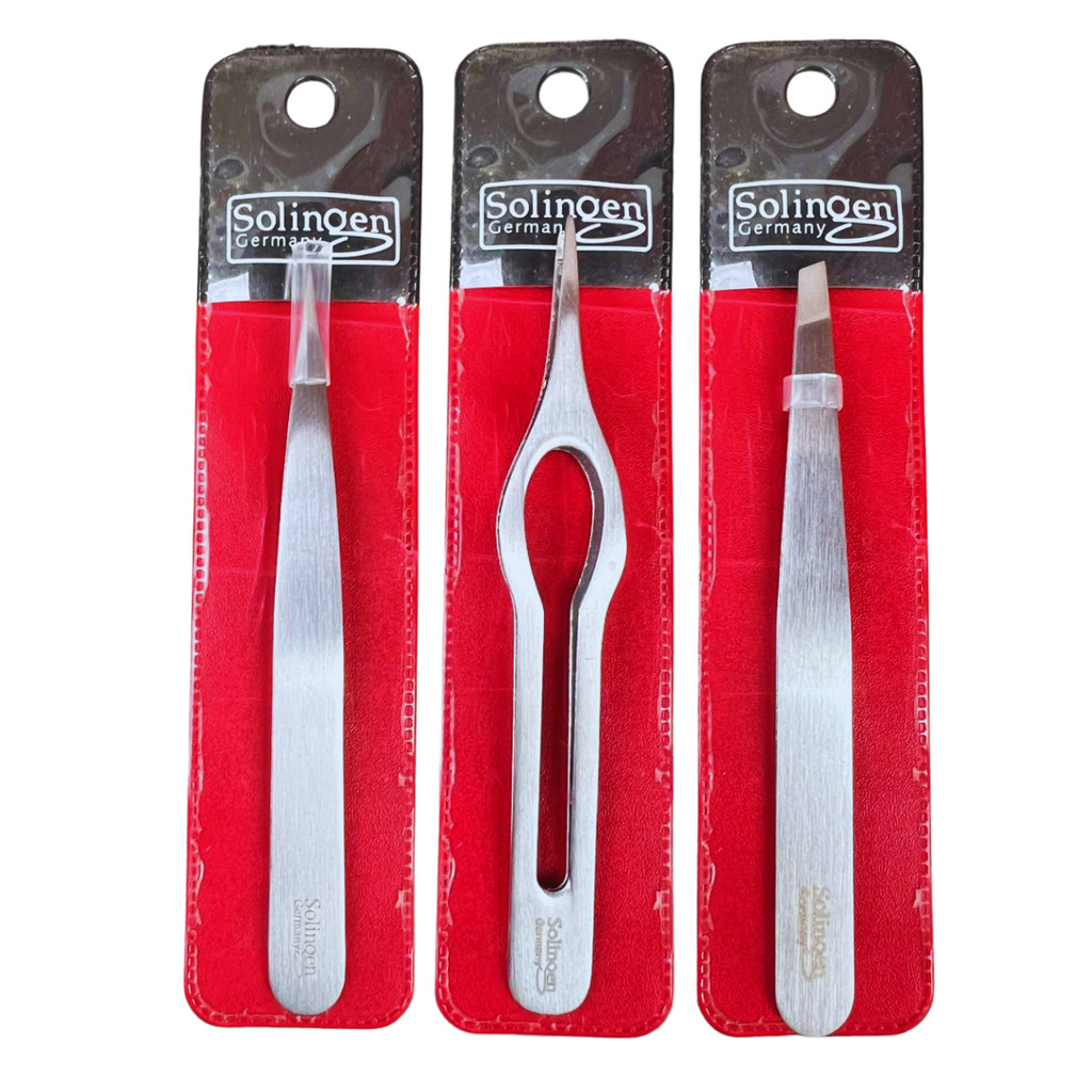 Kit 3 Pinça Solingen Design Aço Inoxidavel (Ponta Agulha Fina - Ergo Ponta Fininha - Chanfrada Inox)