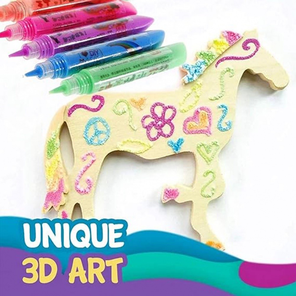 6 Cores Caneta De Desenho Infantil Colorida Mágica Puffy Pintura De Pipoca 3D (Necessita De Aquecer)