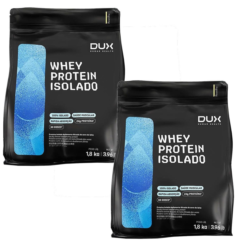 Kit 2X Whey Protein Isolado - 1800g Refil Baunilha - Dux Nutrition